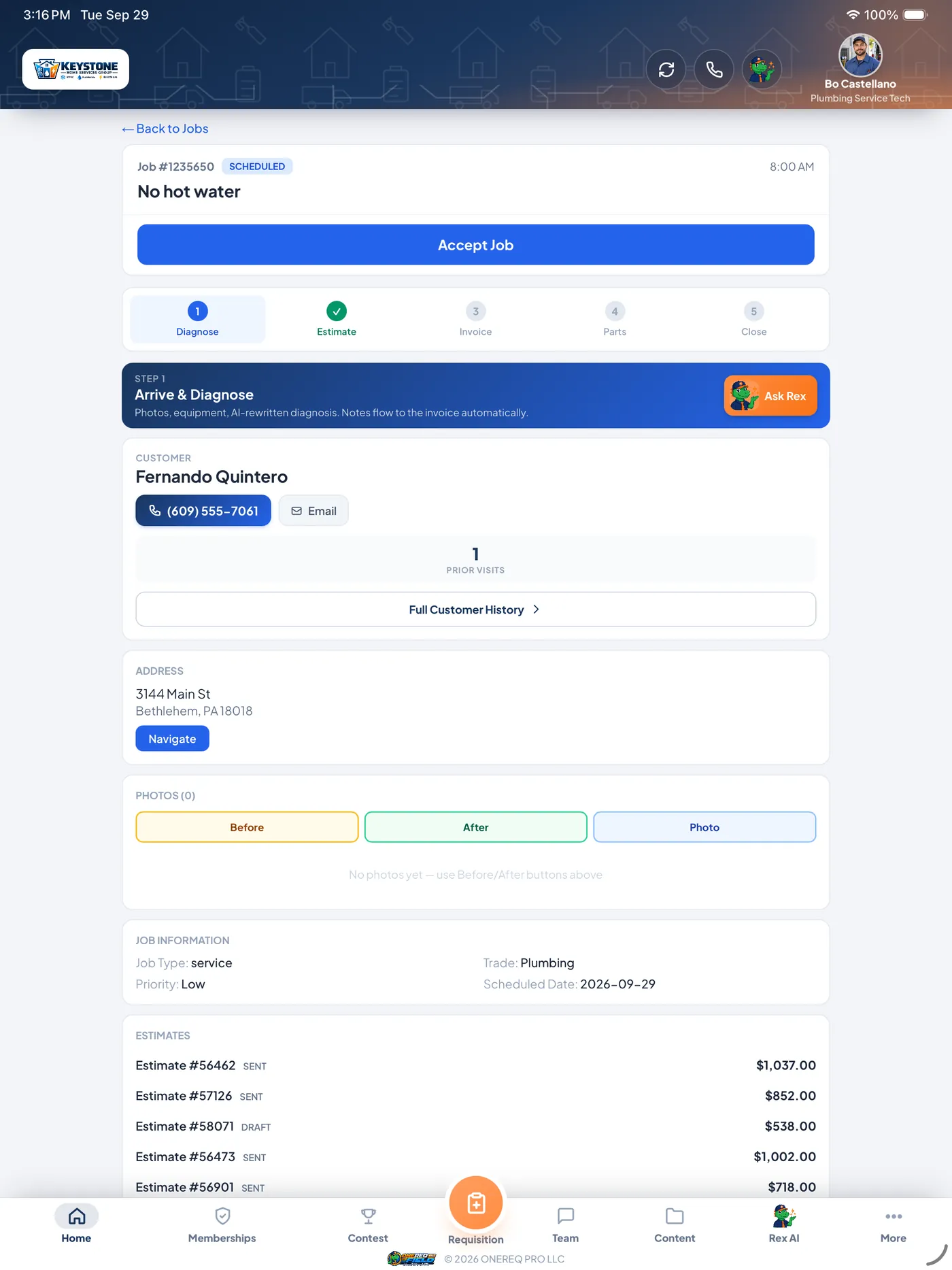 Schedule and job details